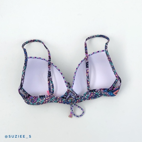 Victoria’s Secret Blue Patchwork Mosaic Print Lace up Bikini Set 34C/S NWT - Picture 6 of 14